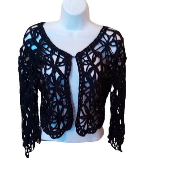 Black Crochet Cardigan Size Small New NWT - Picture 1 of 3